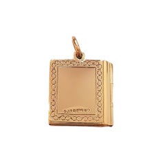9K Yellow Gold Book Locket With Shamrock #18021