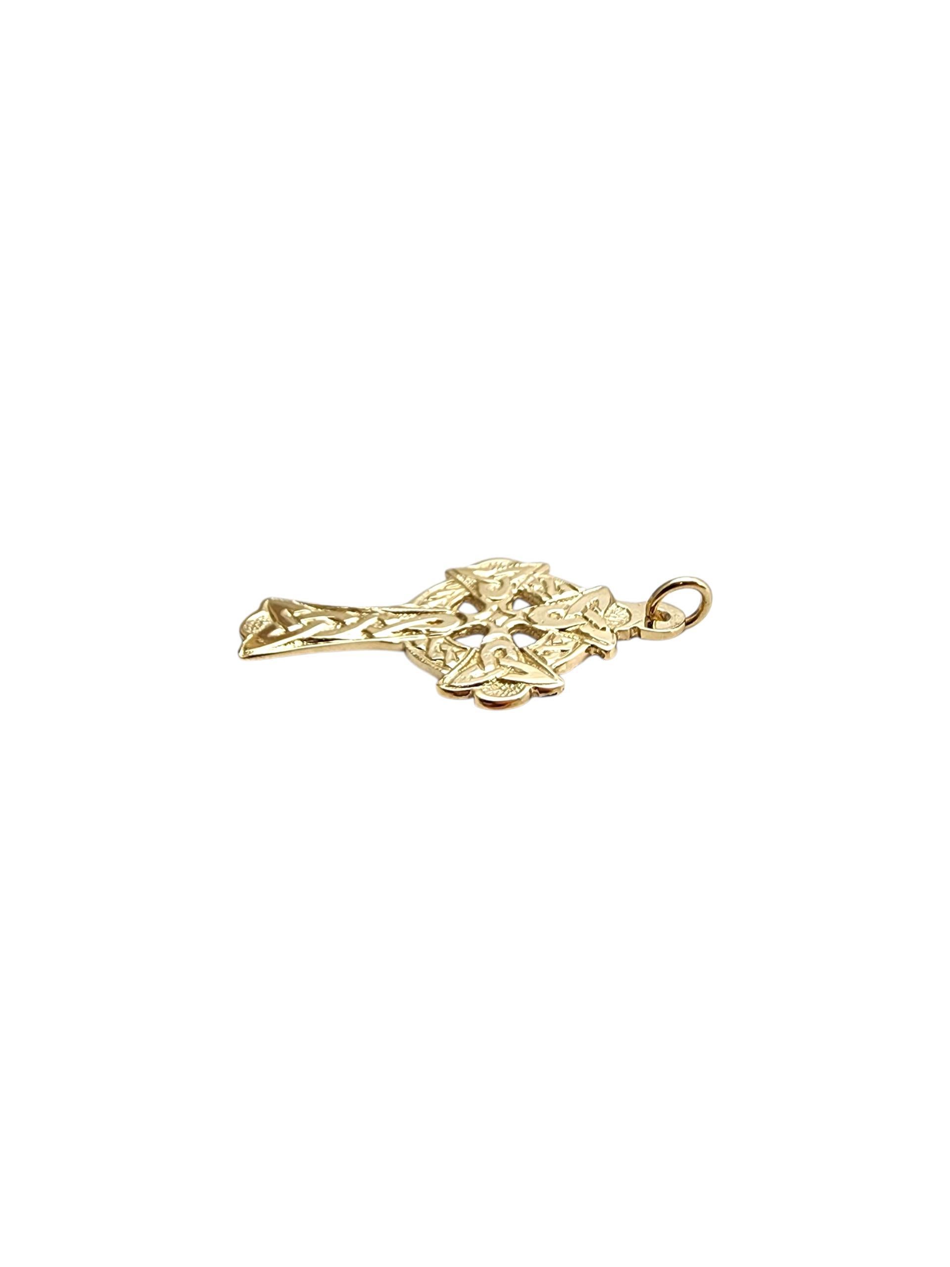 Women's 9K Yellow Gold Celtic Cross Pendant #22745 For Sale