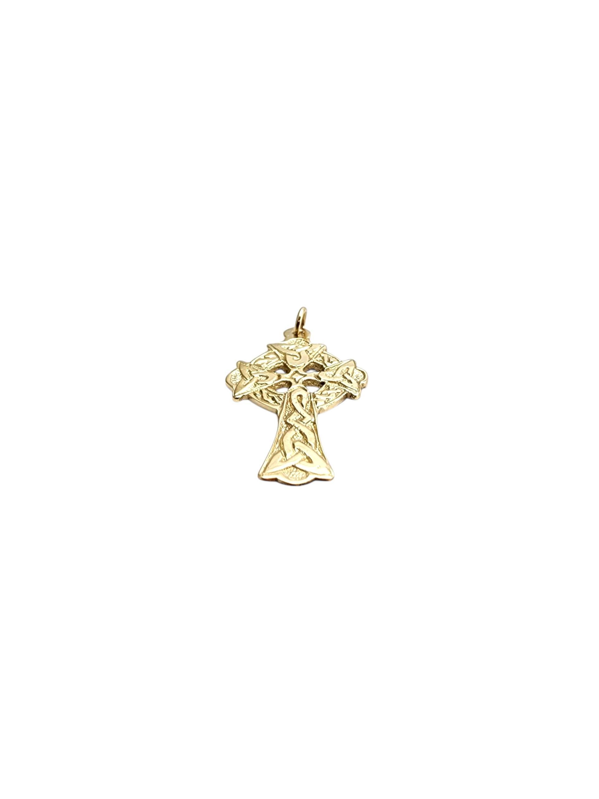 9K Yellow Gold Celtic Cross Pendant #22745 For Sale 1