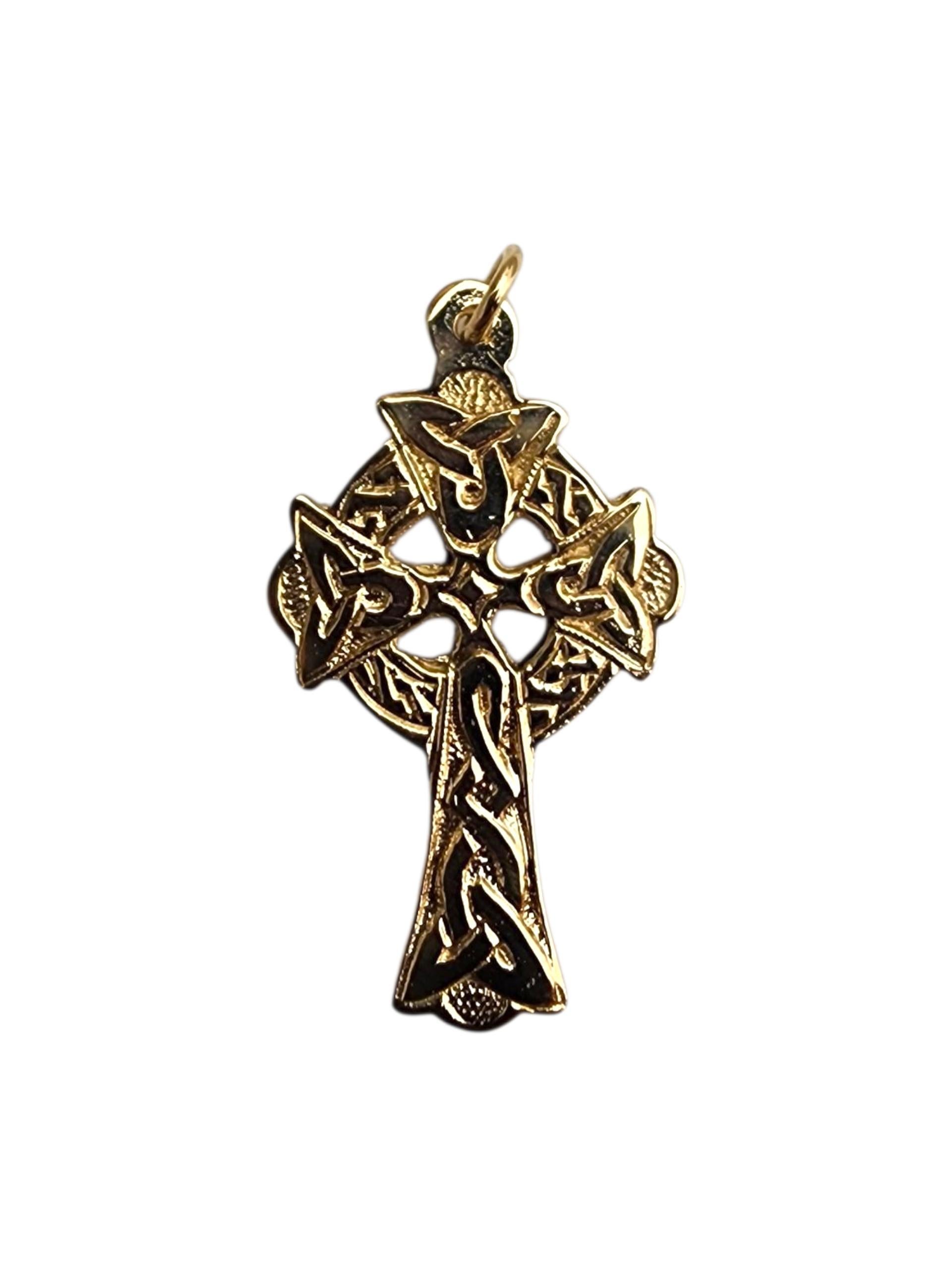 9K Yellow Gold Celtic Cross Pendant #22745 For Sale