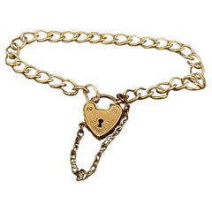 9K Yellow Gold Christening Baby Padlock Bracelet by Rodd, 12.5cm Long.