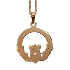 9K Yellow Gold Claddagh Pendant Necklace #17890