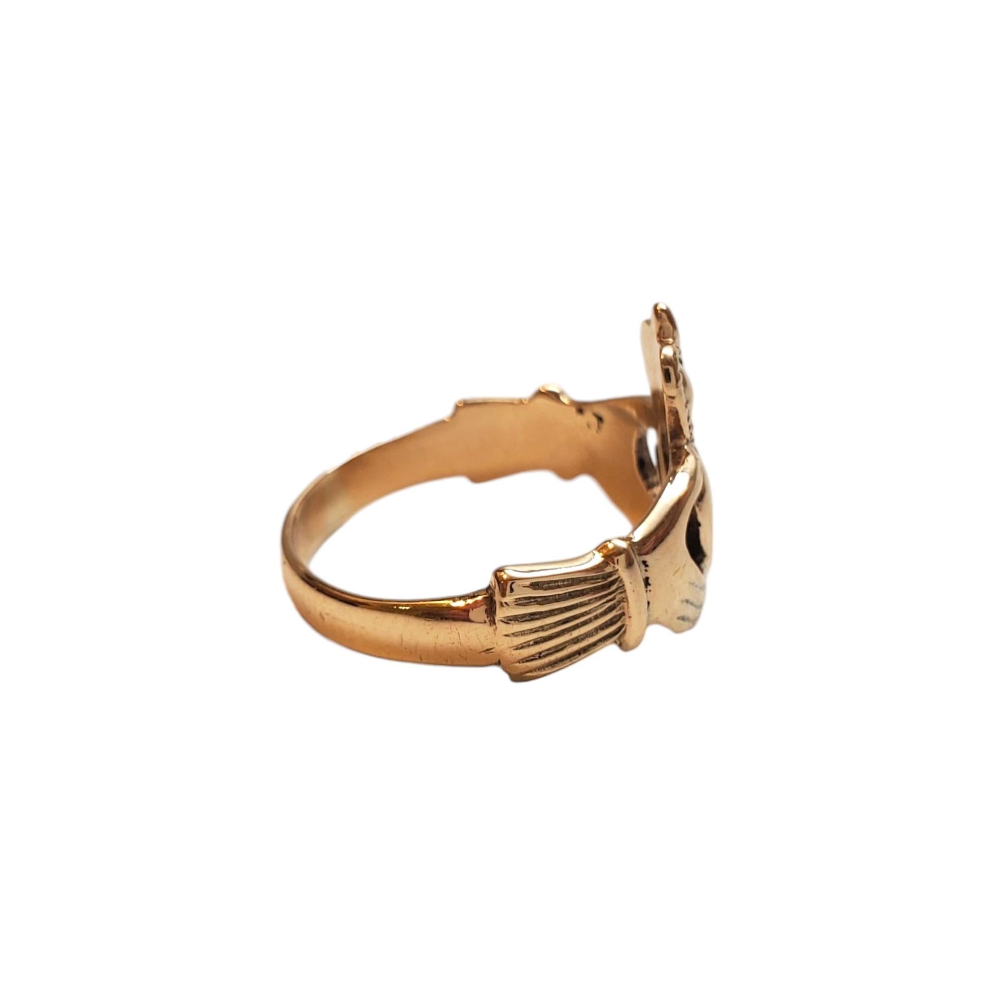 Women's 9K Yellow Gold Claddagh Ring Size 6.5 #17523