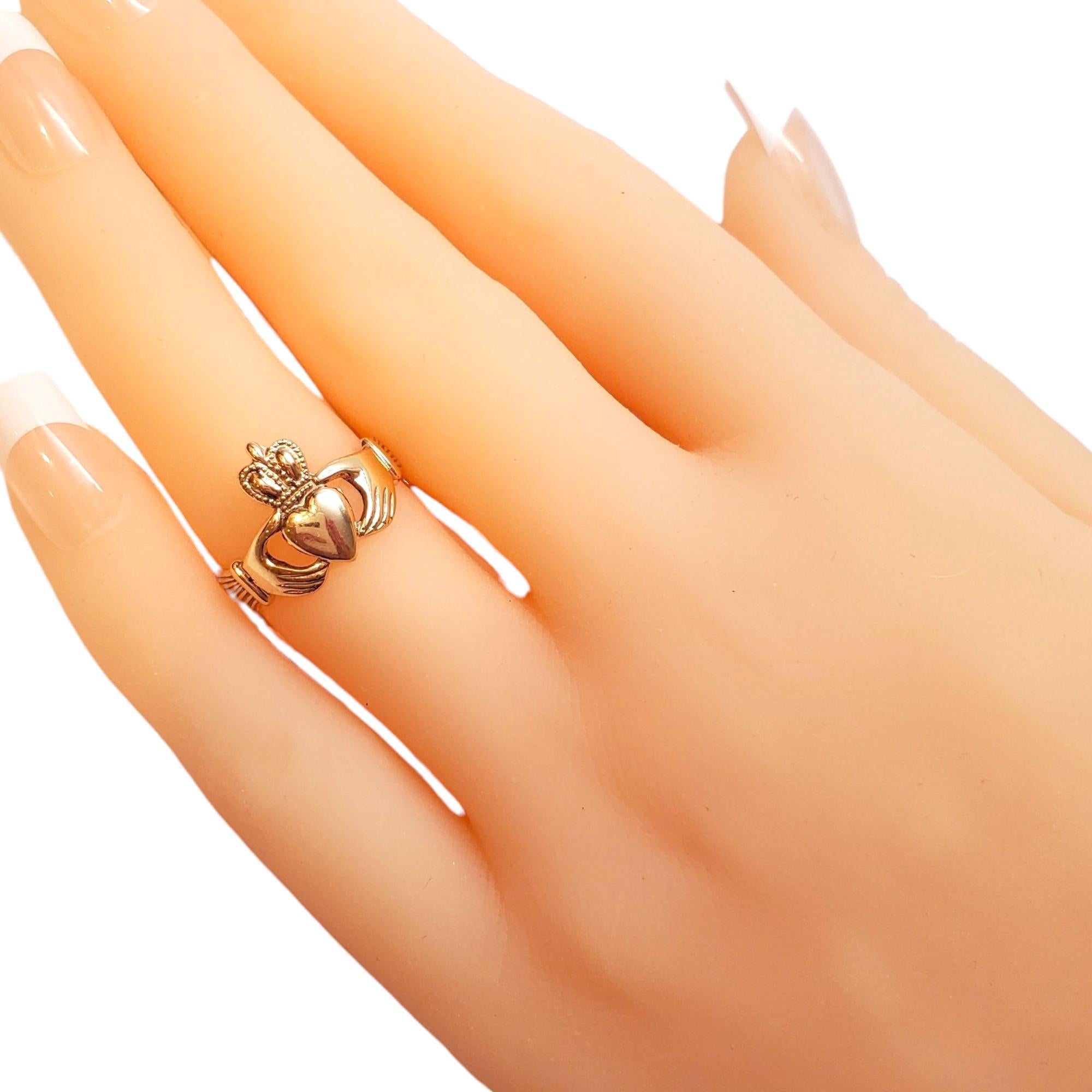 9K Yellow Gold Claddagh Ring Size 6.5 #17523 2