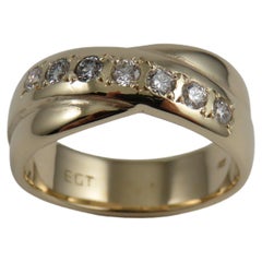 9k Yellow Gold Diamond Cross Over Eternity Ring