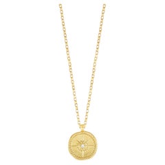 9k Yellow Gold Diamond True North Tiny Talisman Necklace