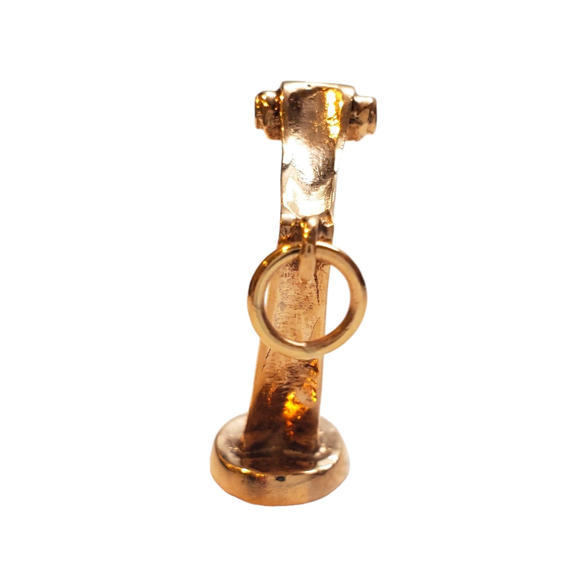 9K Yellow Gold Harp Charm

Behold the whimsical 9K yellow gold harp charm, a tiny troubadour that plucks at your heartstrings with its celestial melodies.

Hallmark: 9ct .375

Weight: 4.4 g/ 2.8 dwt.

Size: 28.4 mm X 19.5 mm X 10.2 mm

Very good