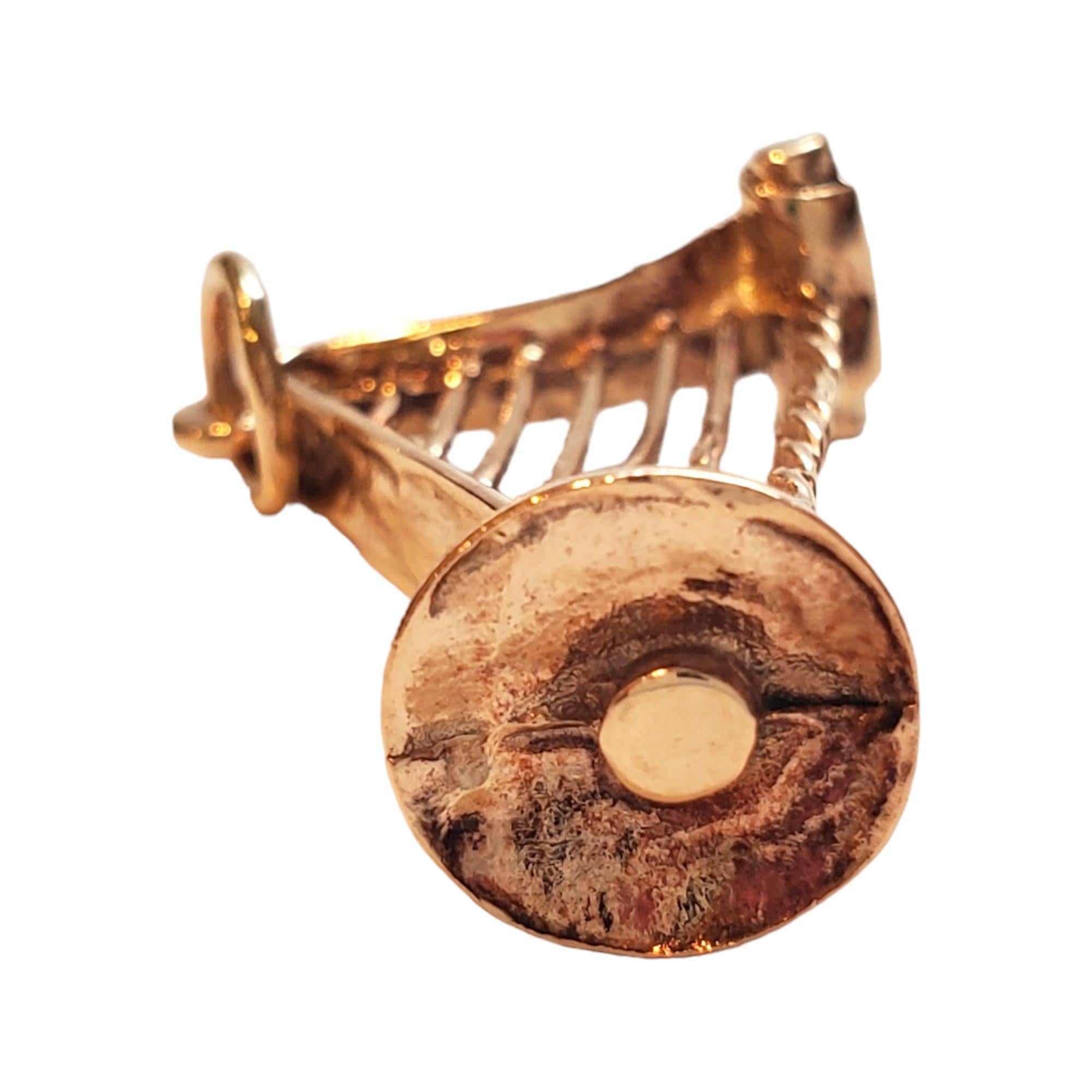 9K Yellow Gold Harp Charm #17996 For Sale 2