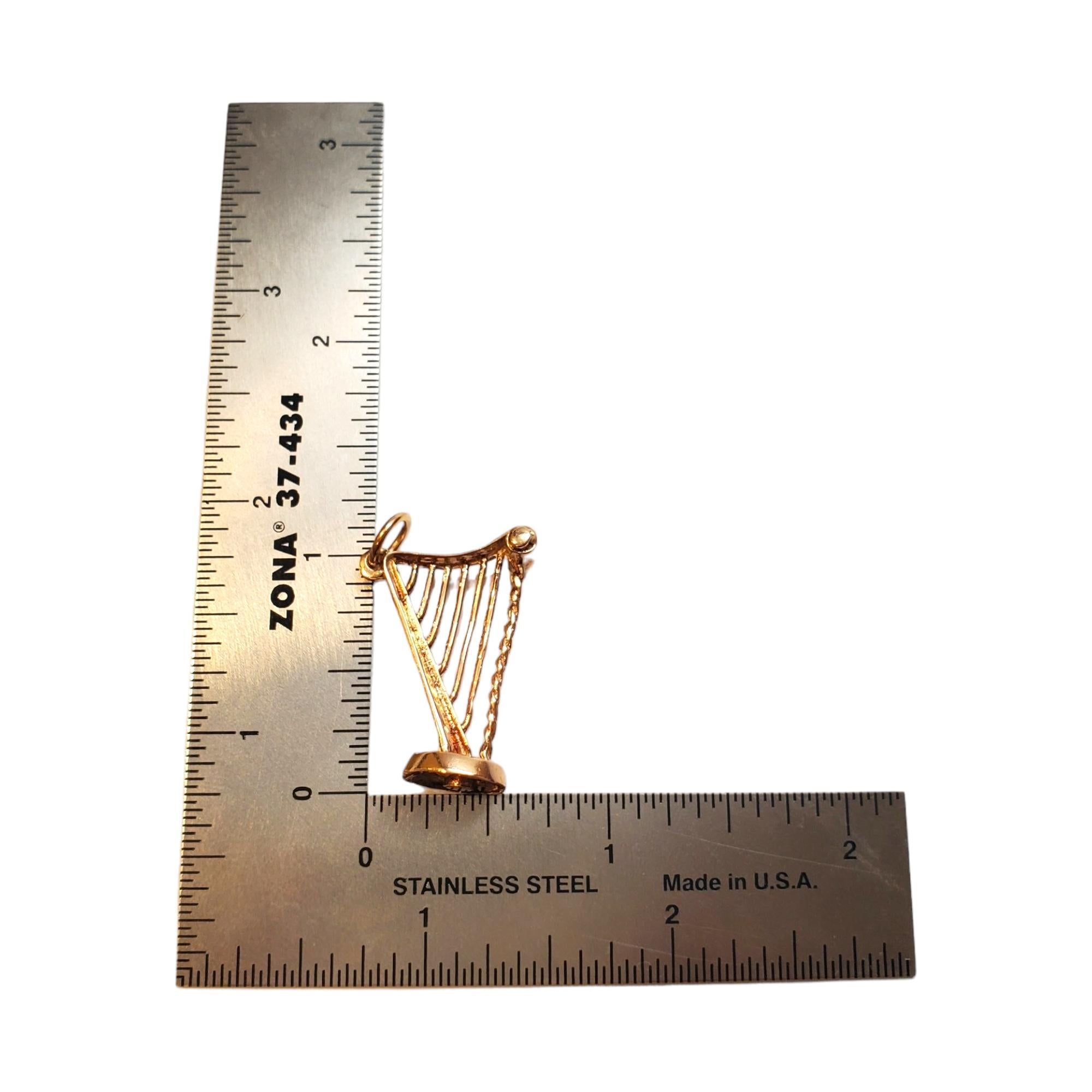 9K Yellow Gold Harp Charm #17996 For Sale 4