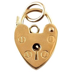 9K Yellow Gold Heart Lock Charm #17792
