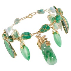 Pulsera de jade de oro amarillo de 9 quilates MF14-022326