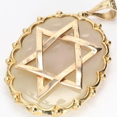 Pendentif étoile de David en or jaune 9k et jade