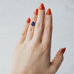 9K Yellow Gold Lab Blue Sapphire Victorian Ring