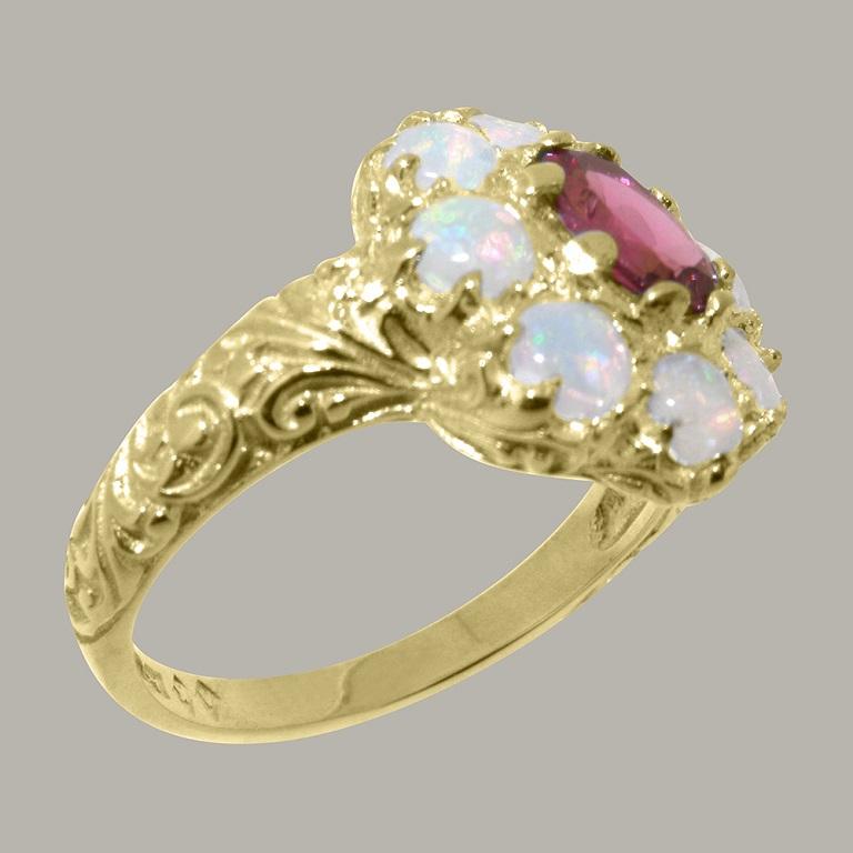 For Sale:  9K Yellow Gold Natural Pink Tourmaline and Opal Engagement Ring Customizable 3