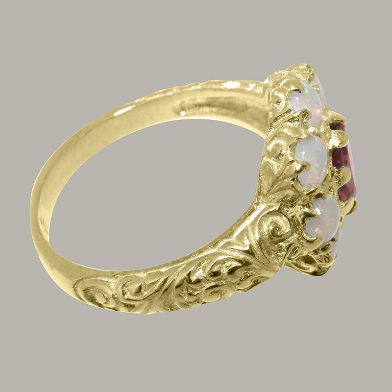 For Sale:  9K Yellow Gold Natural Pink Tourmaline and Opal Engagement Ring Customizable 4