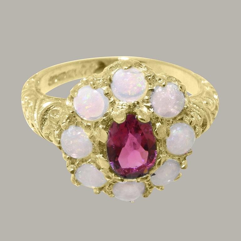 For Sale:  9K Yellow Gold Natural Pink Tourmaline and Opal Engagement Ring Customizable 5