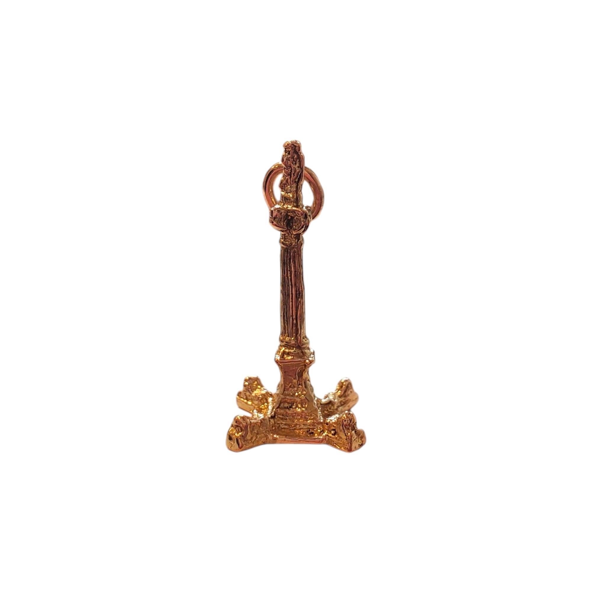 Women's or Men's 9K Yellow Gold Nelsons Column Charm #18013 For Sale