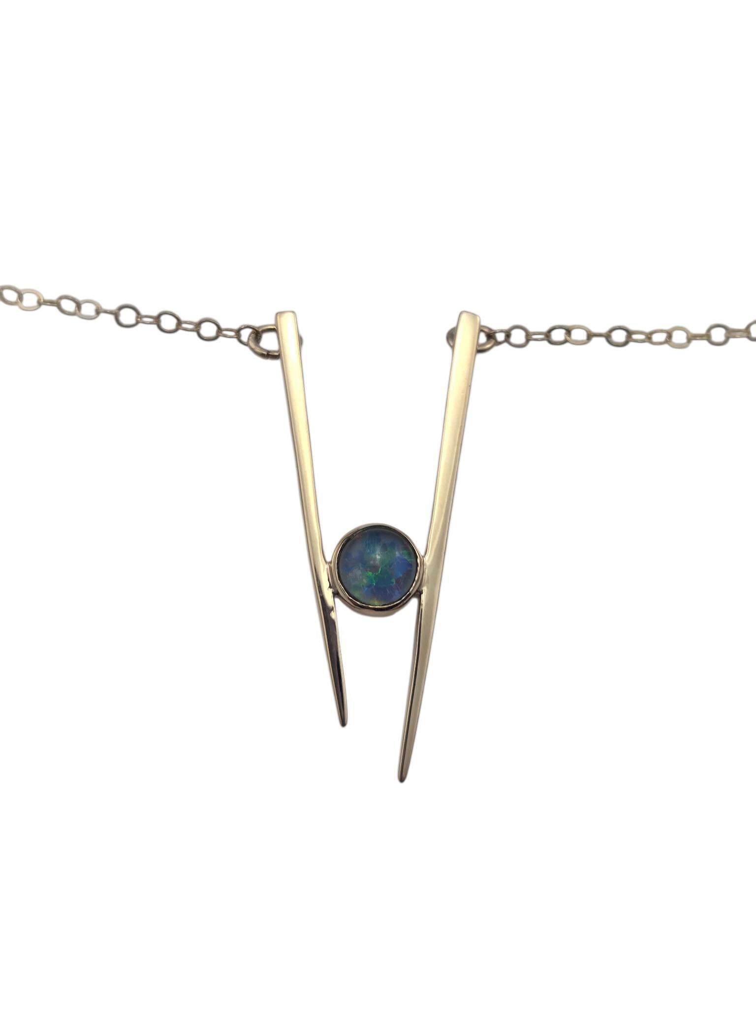 Collier à pendentifs en or jaune 9K et opale #24874 en vente