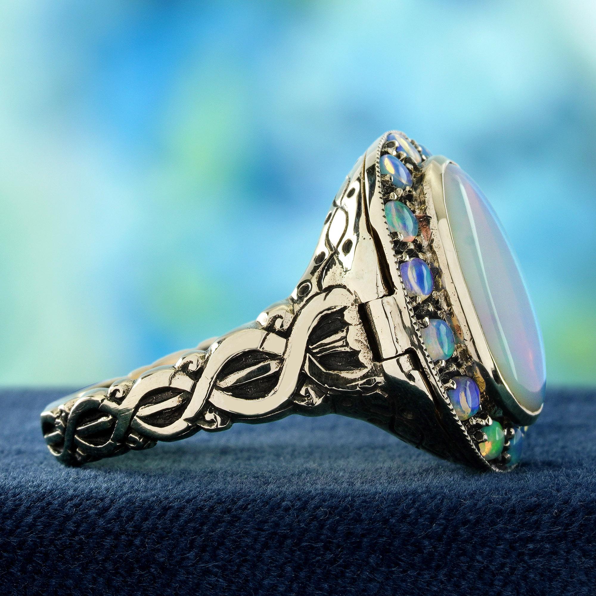 Anillo Cóctel Veneno Estilo Cóctel Ópalo Oro Amarillo 9K Corte oval en venta