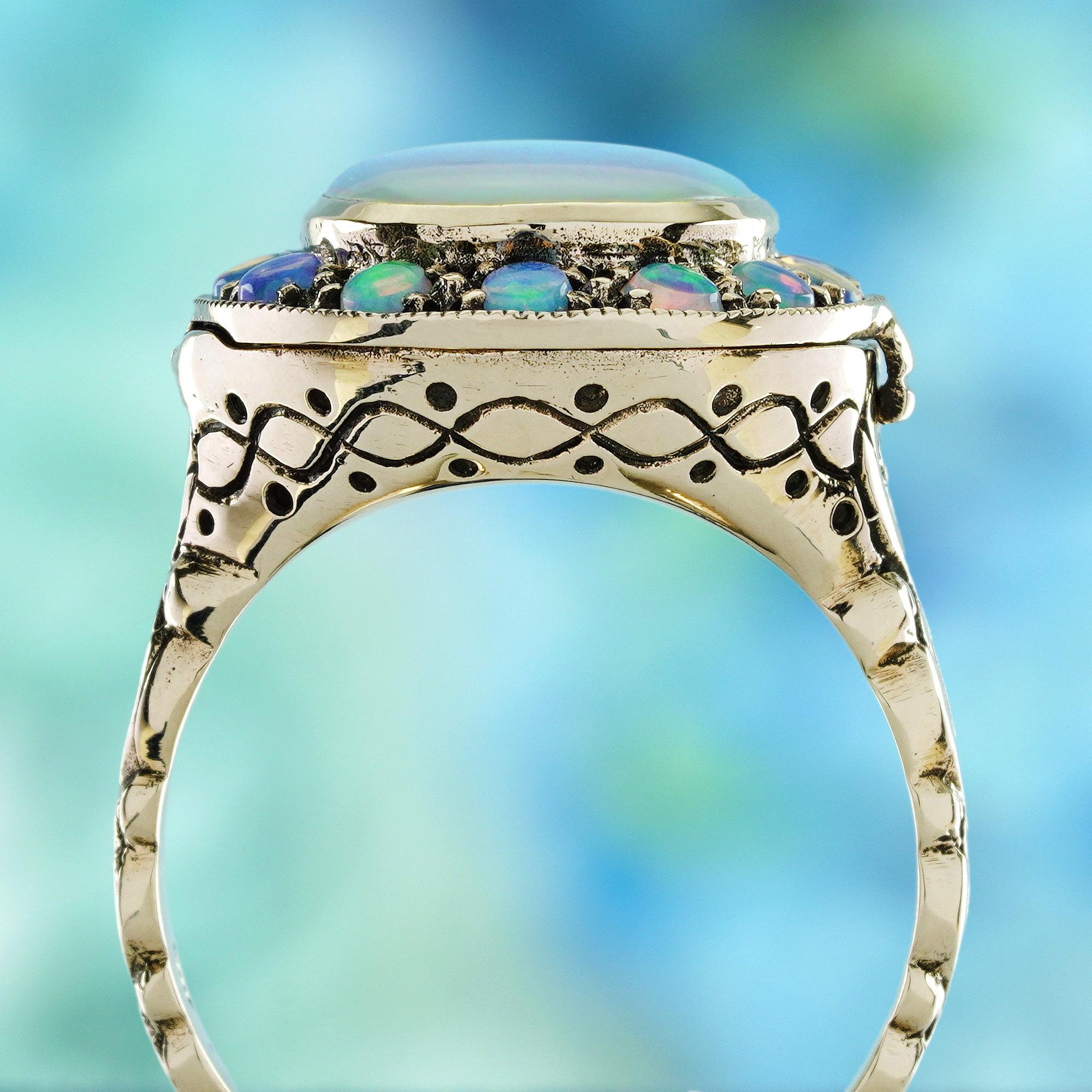 De las mujeres Anillo Cóctel Veneno Estilo Cóctel Ópalo Oro Amarillo 9K en venta