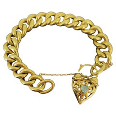 9K Yellow Gold Padlock Curb (Cuban) Link Retro 1950's Heavy Italian Bracelet