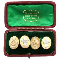 9k Yellow Gold Regimental Cufflinks - Antique Circa 1880