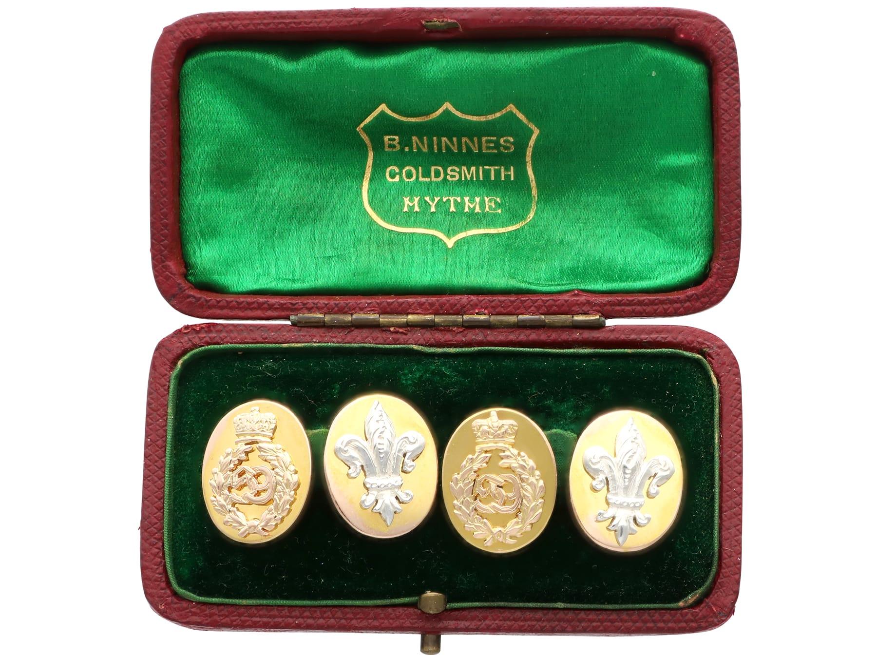 9k Yellow Gold Regimental Cufflinks - Antique Circa 1880