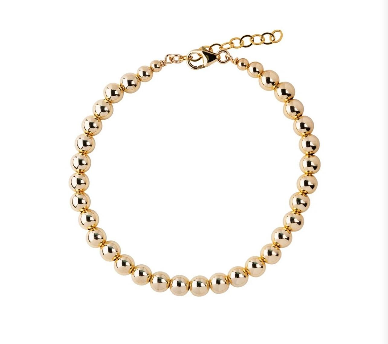 Modern - 9K Yellow Gold Round Bead Bracelet For Sale