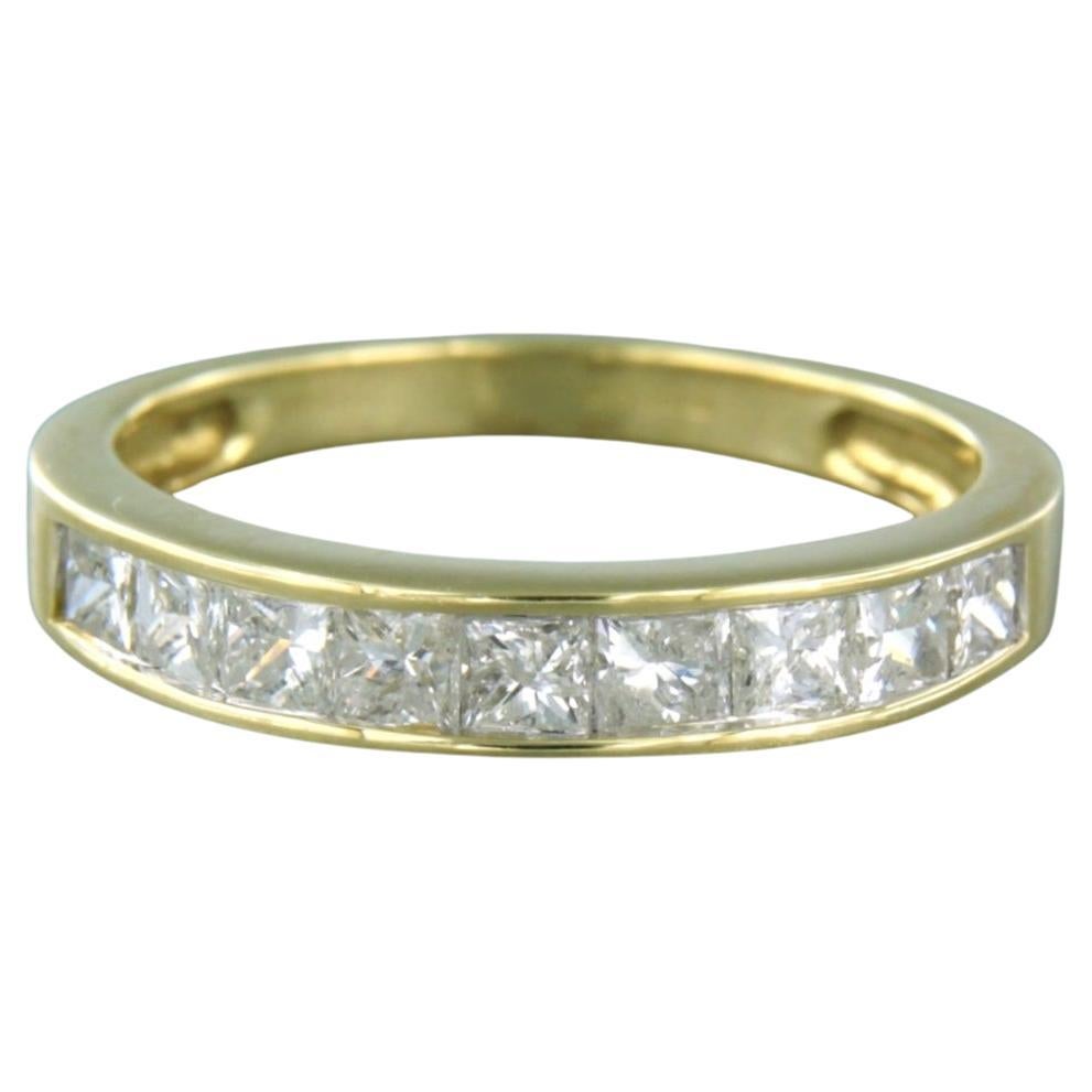 9k yellow gold row ring set with princess cut diamond up to 1.00ct 