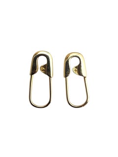 9K Yellow Gold Safety Pin Earrings #22861