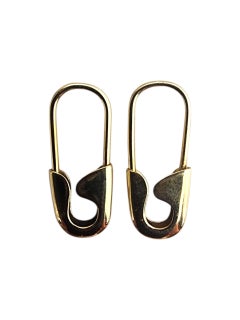9K Yellow Gold Safety Pin Earrings #22861