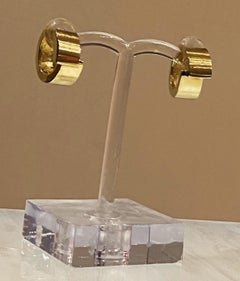 9K Yellow Gold Satin & Bright Finish Hoop Classical Earrings.