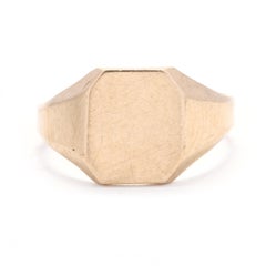 9k Yellow Gold Signet Ring, Square Design Ring, Ring Size 4.75