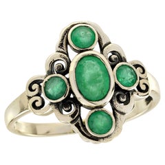 9K Yellow Gold Solid Emerald Vintage Style Ring