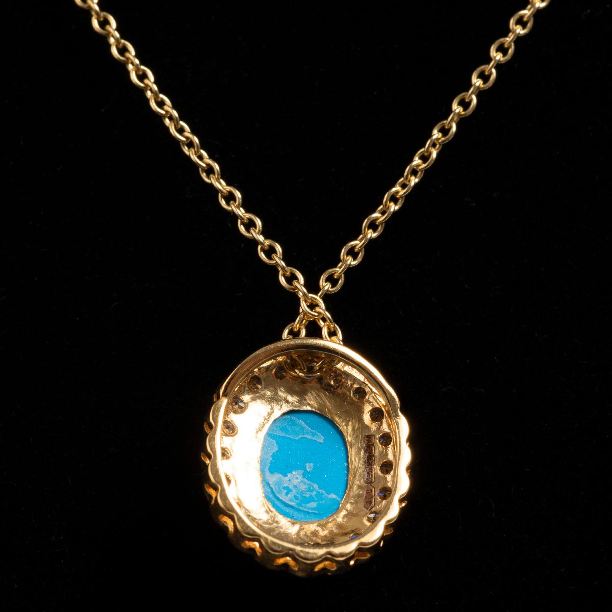 Aurelia 18K Gold Plated 16x12mm Oval Turquoise Charm Necklace main image 1