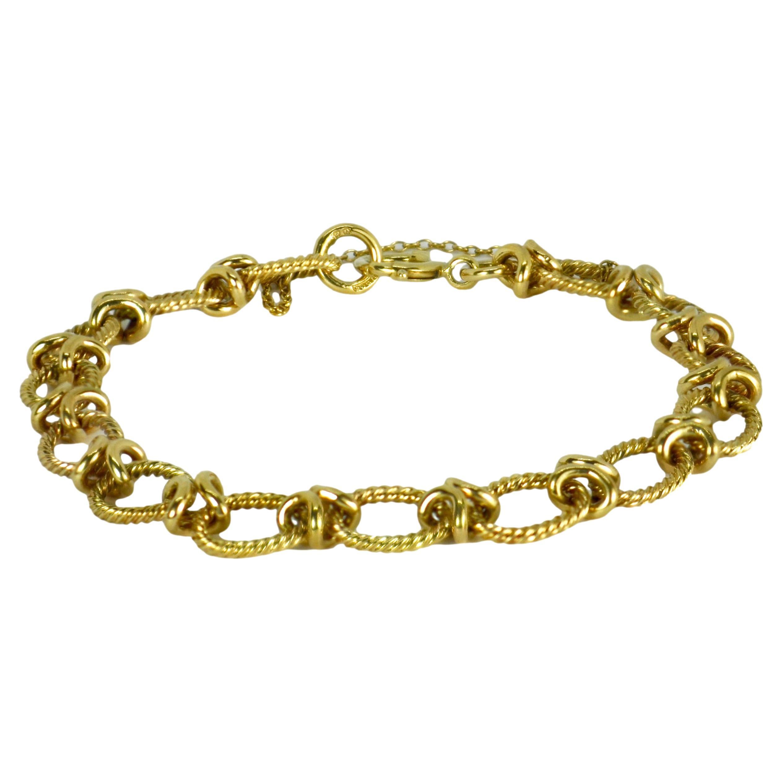 FOR CYNTHIA 9K Yellow Gold Twisted Fancy Oval Link Bracelet