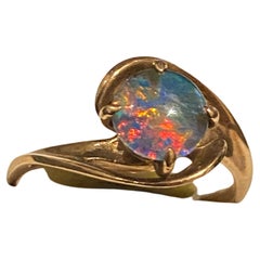 9K Yellow Gold Retro Doublet Opal Ring 