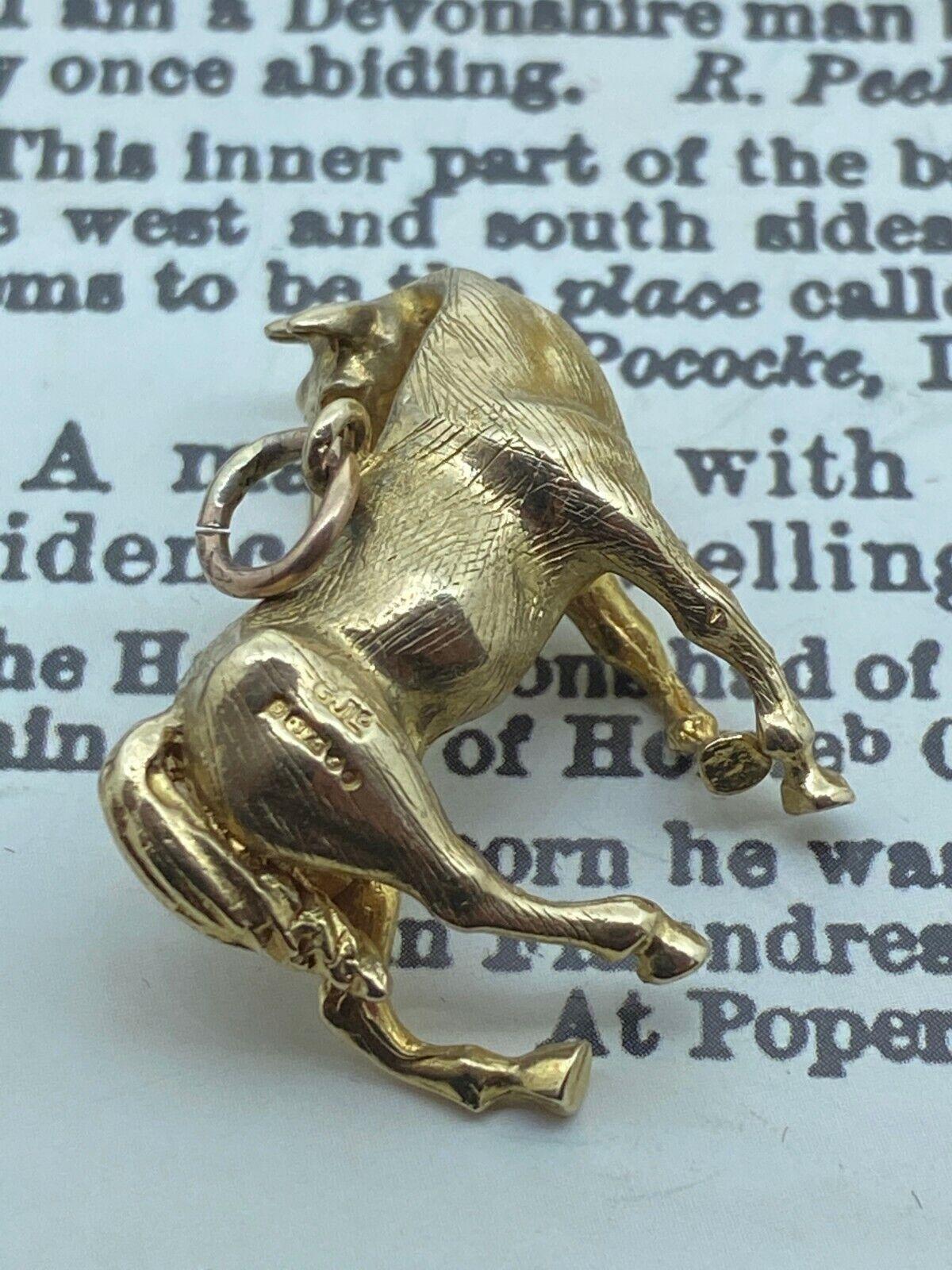 9K Yellow Gold  Vintage Heavy Horse Charm /Pendant. England, 1960's. In Excellent Condition In MELBOURNE, AU
