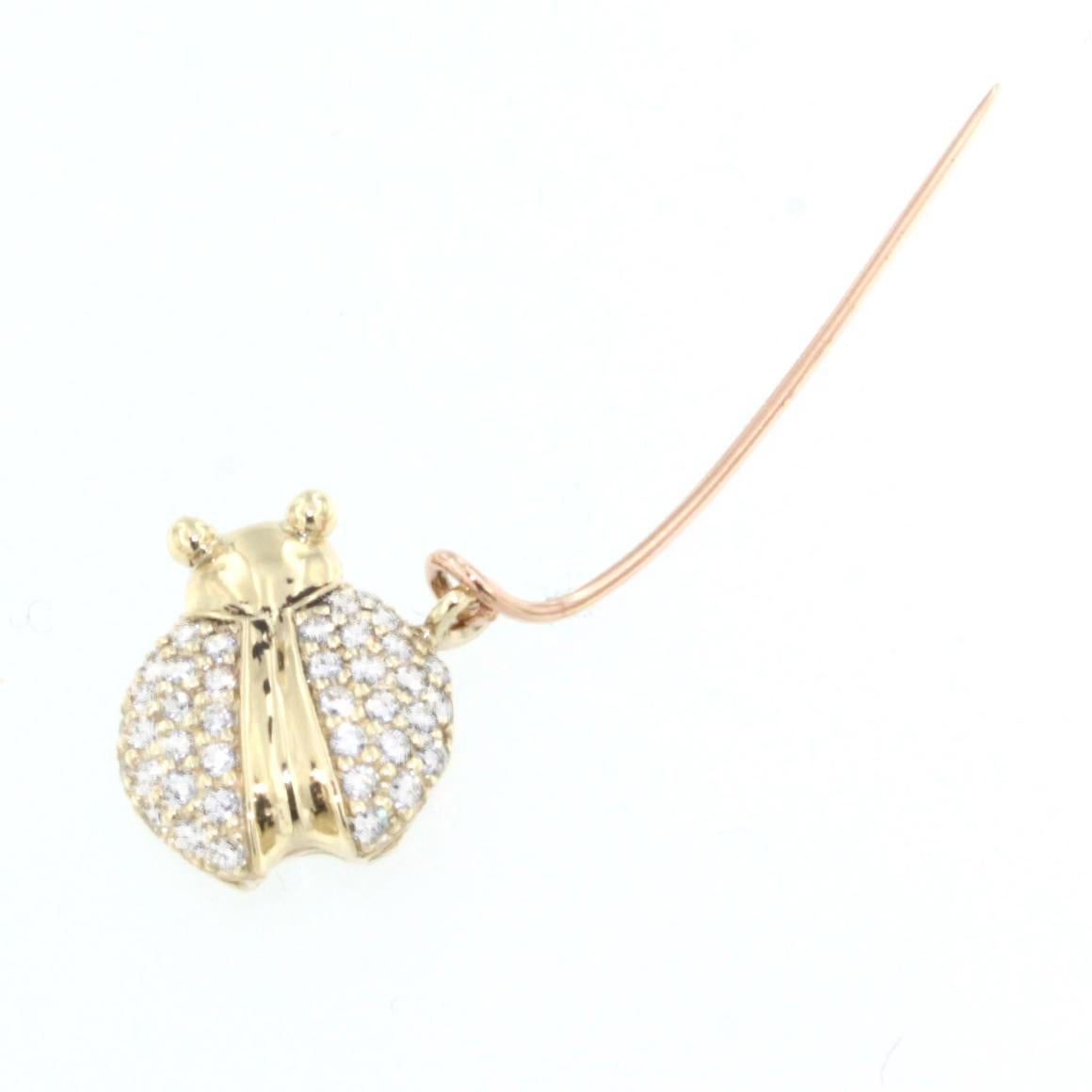 Round Cut 9 Karat Yellow Gold With Zircons Brooch For Sale