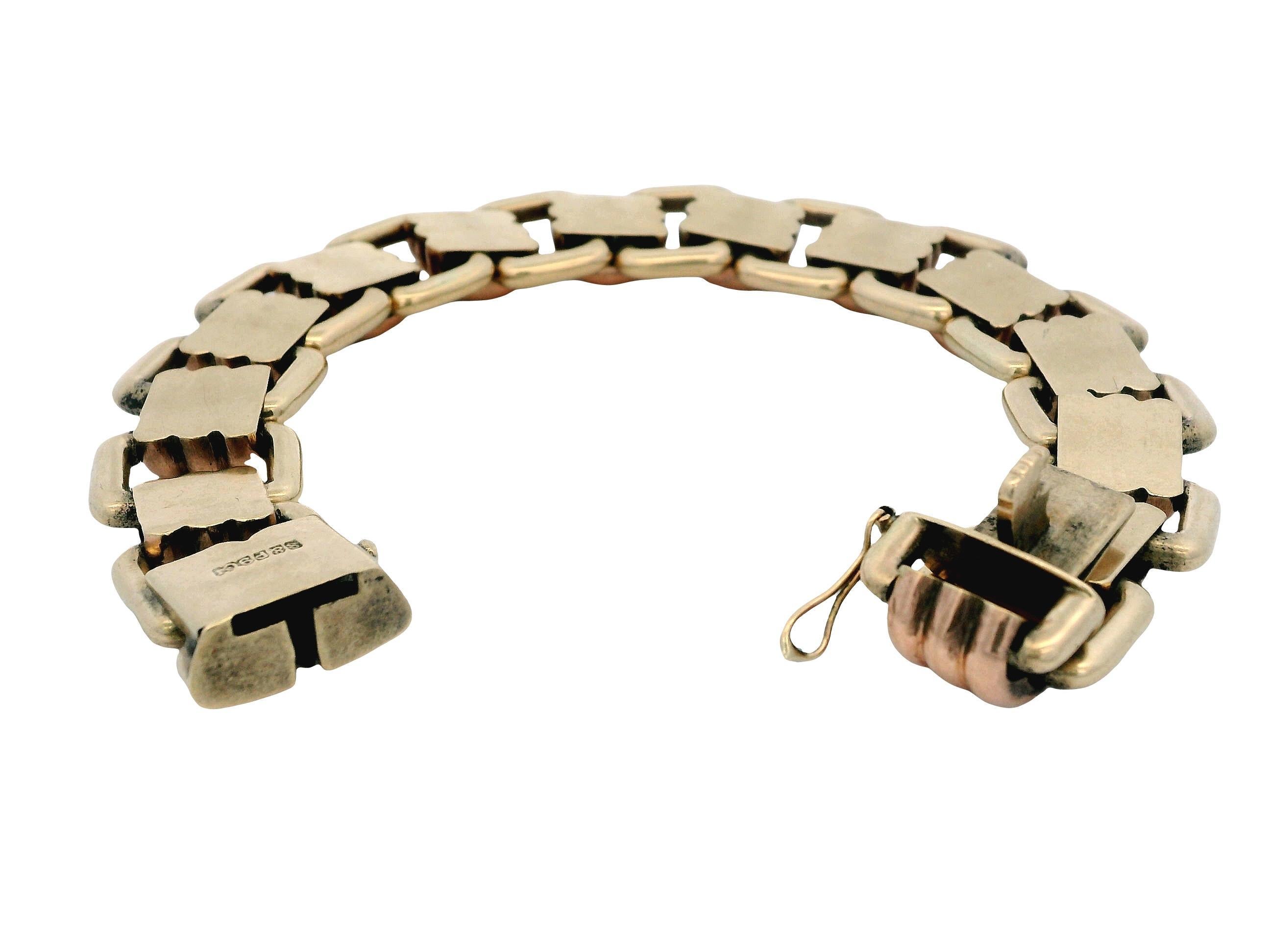 Bracelet S&P Retro en or jaune et rose 9K en vente 1