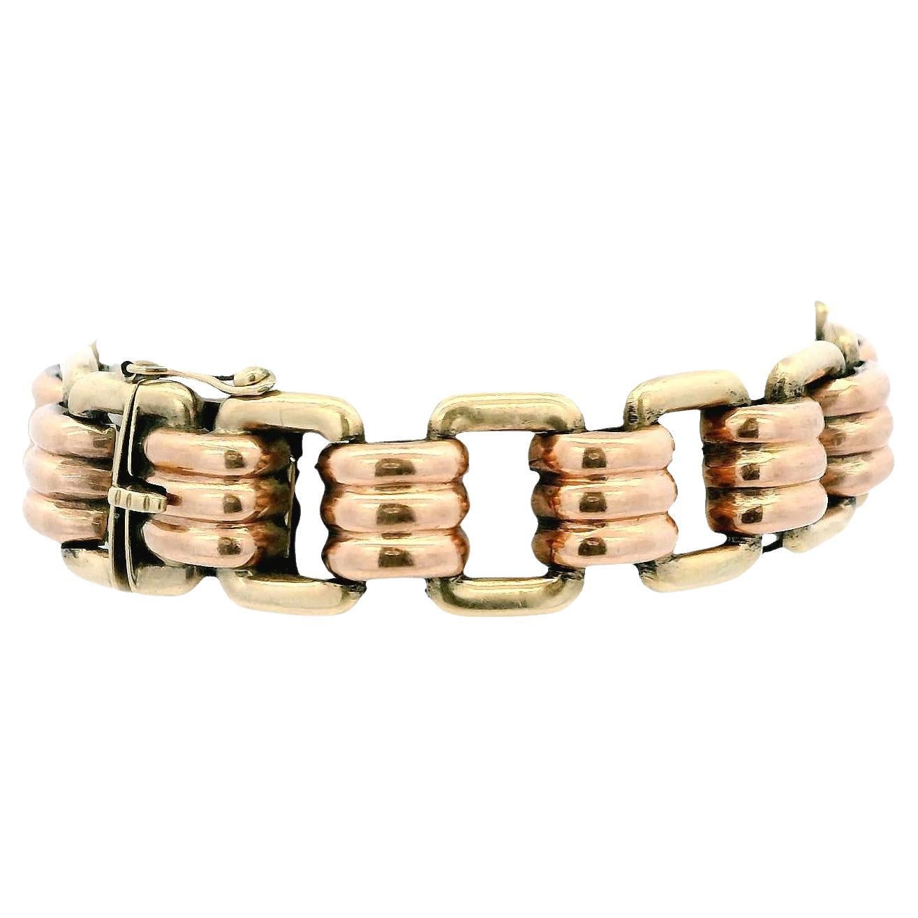 Bracelet S&P Retro en or jaune et rose 9K en vente