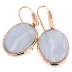 9Kt Rose Gold Chalchedony Stone Cocktail Modern Fashion Amazing Design Earrings