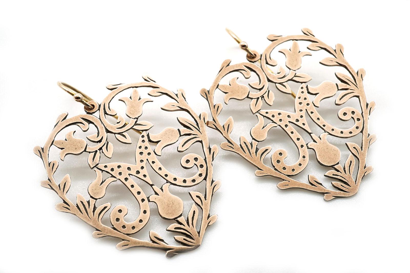 9Kt Rose Gold Laurent Gandini Exvoto Heart Earrings In New Condition For Sale In Cattolica, IT