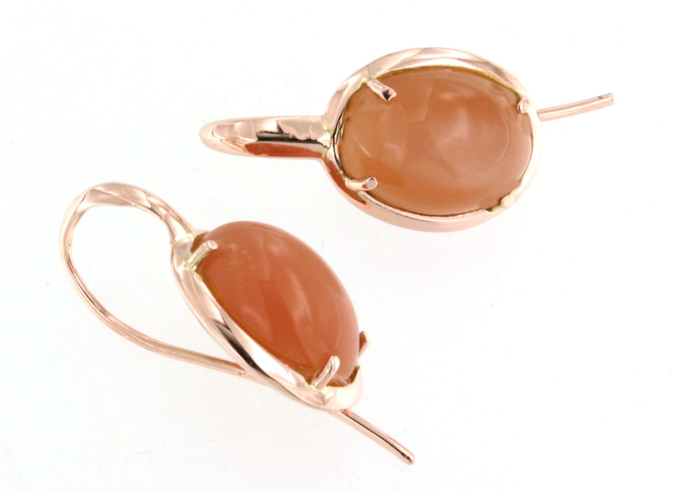 da uomo o donna Orecchini in oro rosa 9Kt con pietra di luna Cocktail Moda moderna Trandy sorprendente in vendita