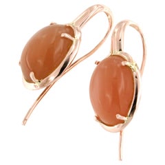 Orecchini in oro rosa 9Kt con pietra di luna Cocktail Moda moderna Trandy sorprendente