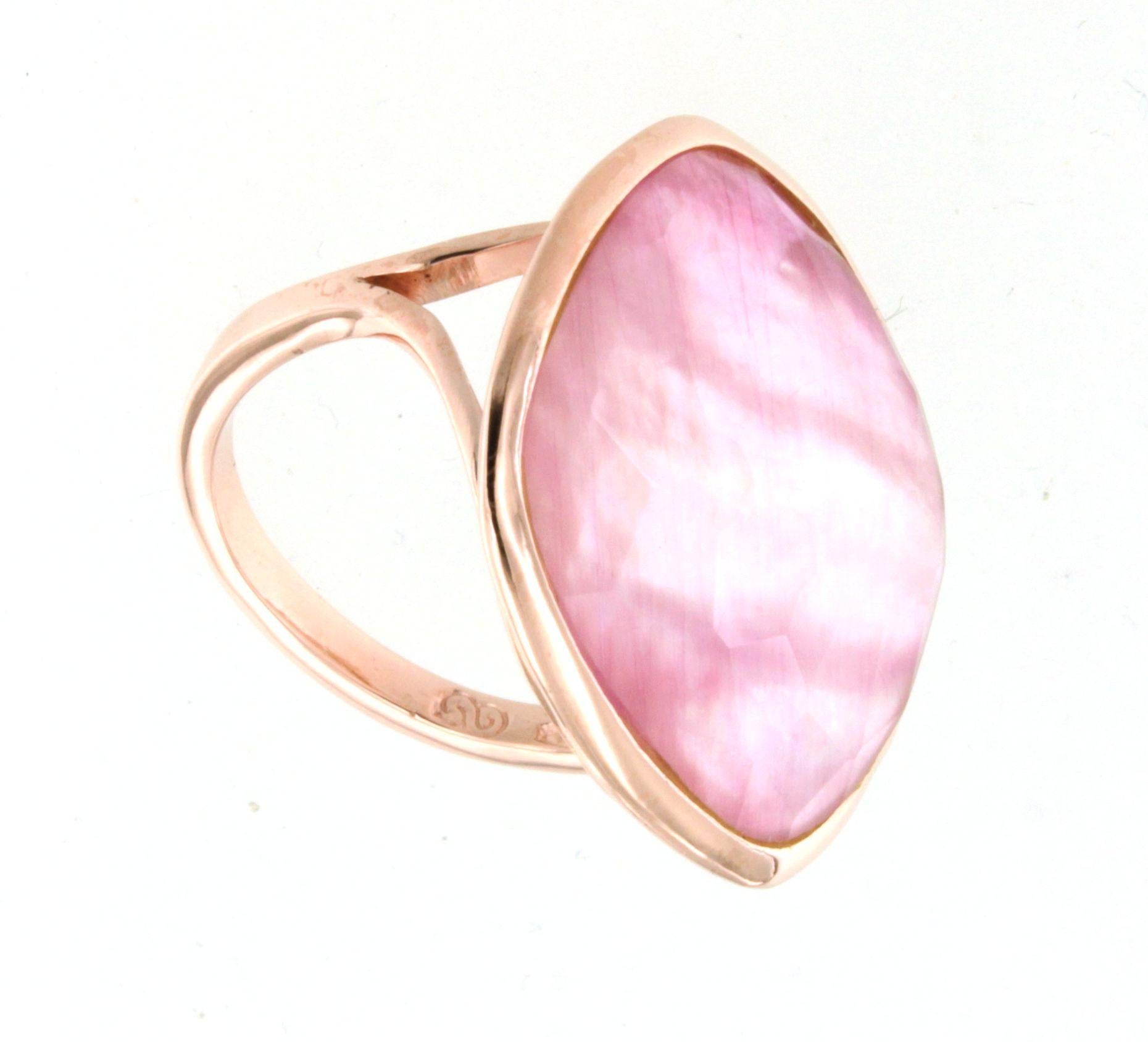 9Kt  Rose Gold Natural Double Stones Fashion Cocktail Engagement Modern Ring For Sale 1