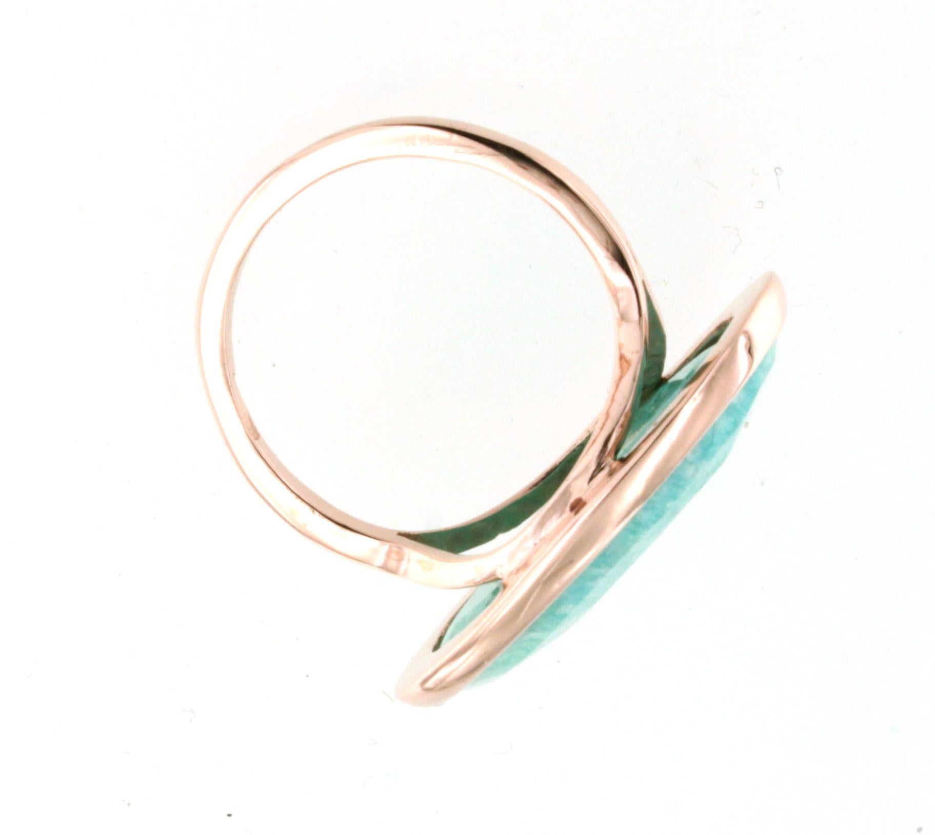 9Kt  Rose Gold Natural Stone Fashion Cocktail Engagement Fashion Modern Ring For Sale 1