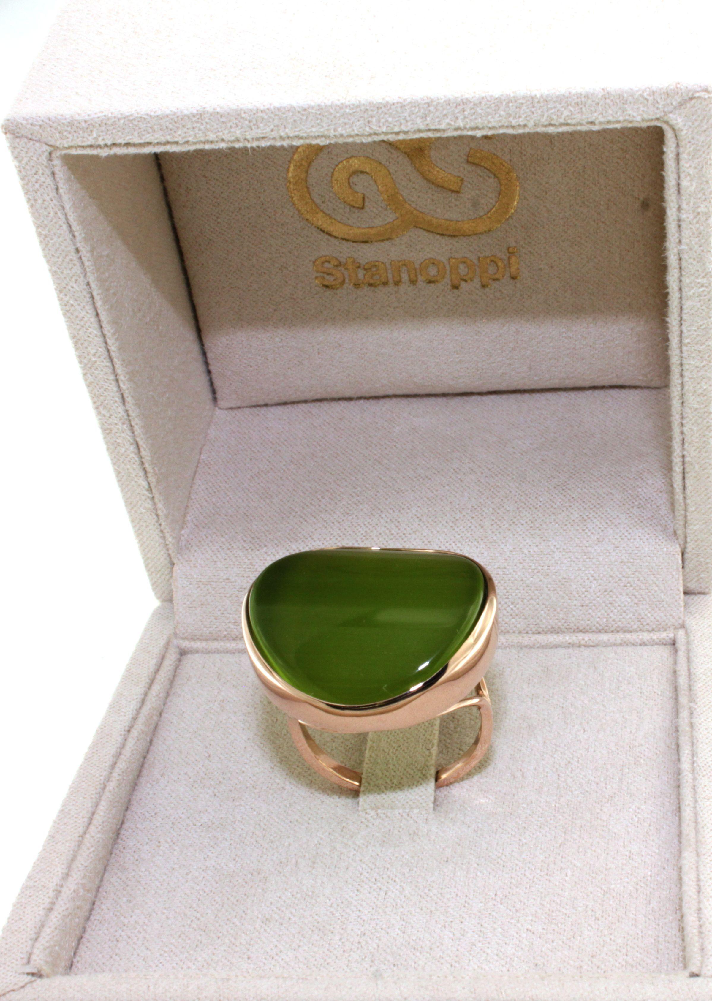 9Kt  Rose Gold Natural Stone Fashion Cocktail Engagement Modern Ring For Sale 6