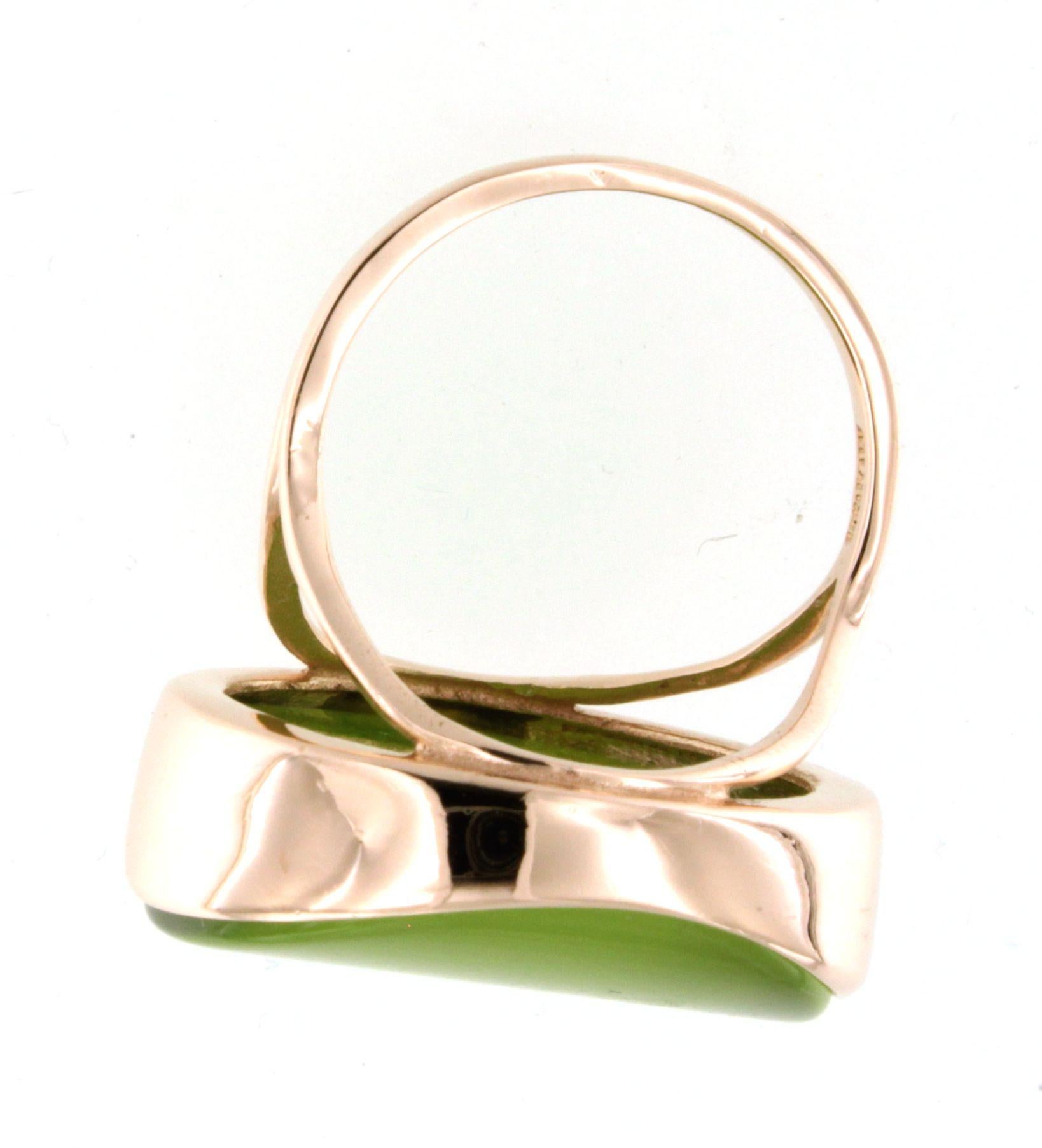 9Kt  Rose Gold Natural Stone Fashion Cocktail Engagement Modern Ring In New Condition For Sale In GALLARATE, IT