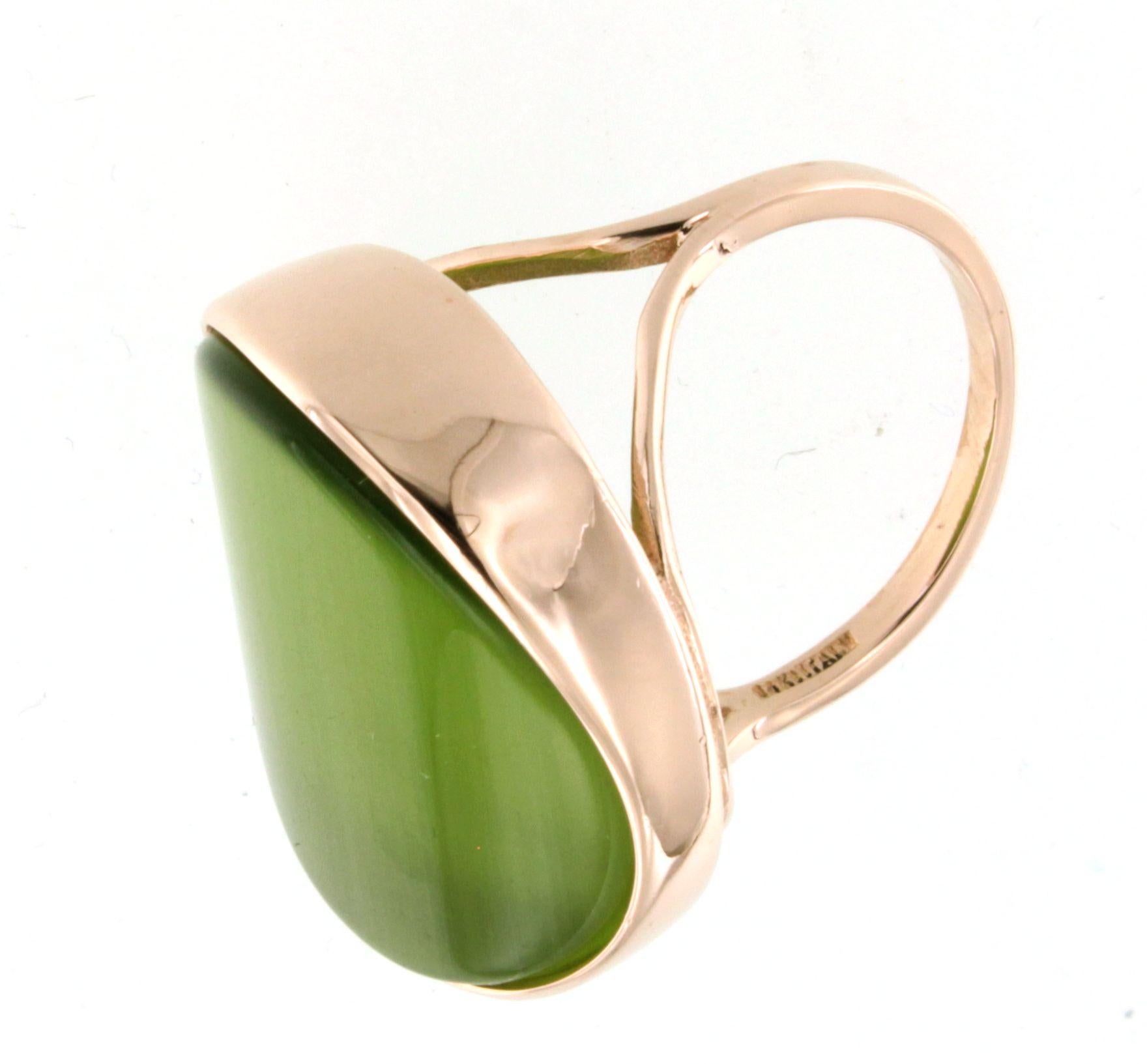 9Kt  Rose Gold Natural Stone Fashion Cocktail Engagement Modern Ring For Sale 1